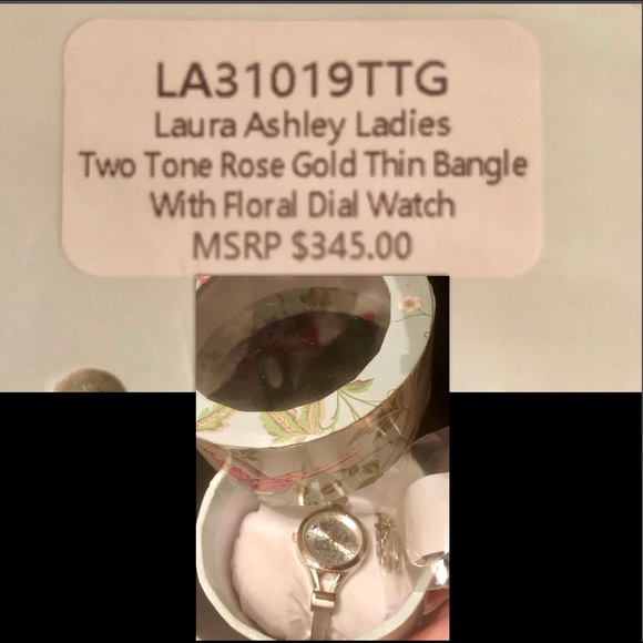 LAURA ASHLEY LE Two-tone Gold Bangle FloralWatch - Picture 7 of 8
